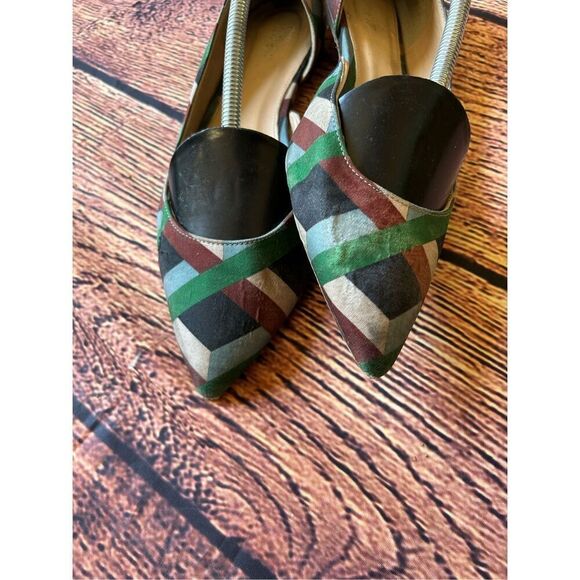 J Crew Audrey Flats Ratti Graphic Diamond‎ Print Green Brown - Picture 15 of 15